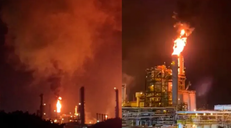 #Video Explosión causa incendio en refinería Lázaro Cárdenas, en Veracruz